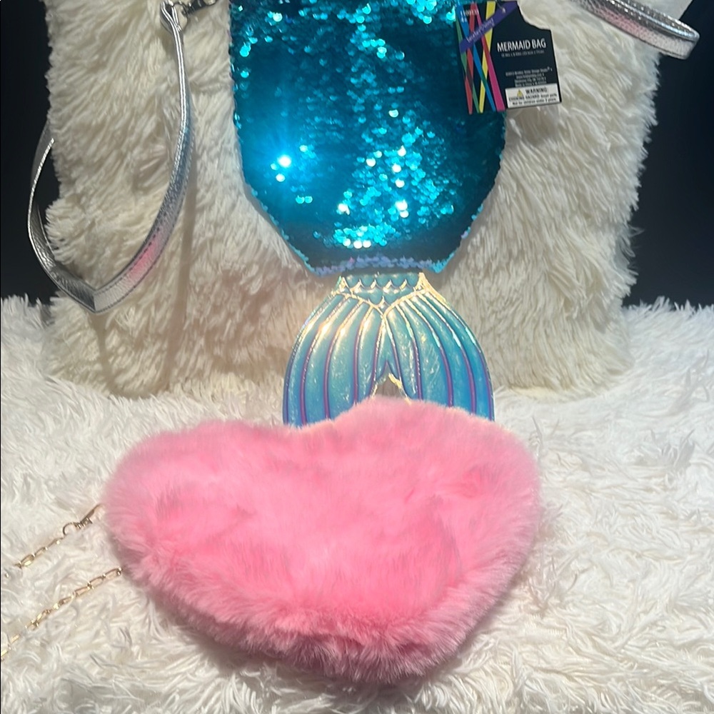 Mermaid & heart crossbody bag set